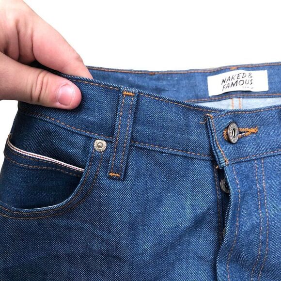 RARE Naked & Famous Selvedge Jeans Size 36 Rising Sun Selvedge Blue - Picture 11 of 11